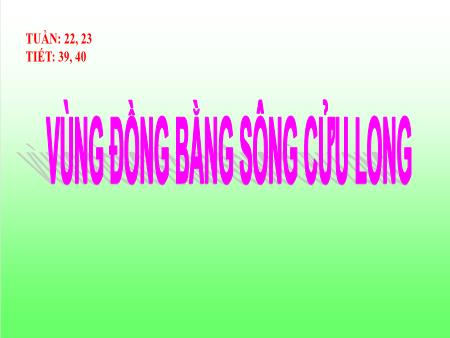 Bài giảng Địa lí Lớp 9 - Tuần 22+23, Tiết 39+40: Vùng đồng bằng sông Cửu Long Bài giảng Địa lí Lớp 9 - Tuần 22+23, Tiết 39+40: Vùng đồng bằng sông Cửu Long