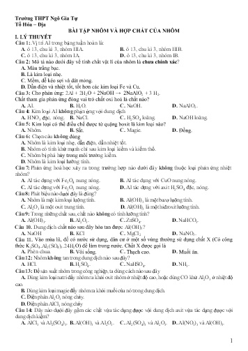 Bài tập Hóa học Lớp 12 - Bài: Nhôm và hợp chất của nhôm - Trường THPT Ngô Gia Tự