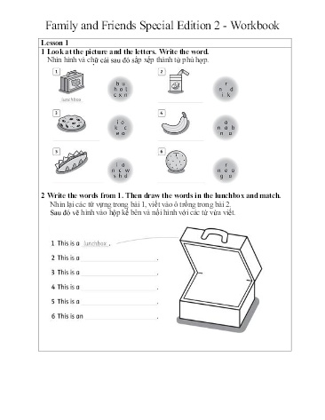 Bài tập môn Tiếng Anh Lớp 2 - Unit 9 - Lesson 1, 2, 3