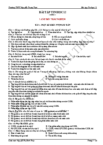 Bài tập Tin học 12 - Nguyễn Thị Bích Thủy