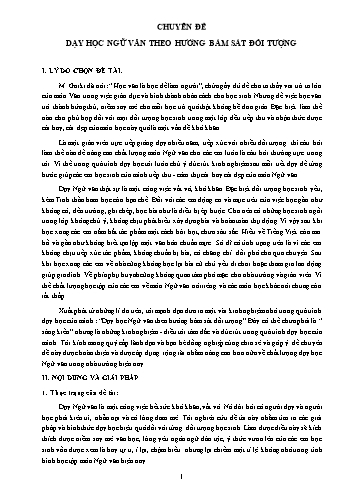 Chuyên đề Dạy học ngữ văn theo hướng bám sát đối tượng