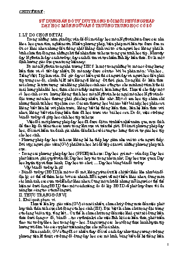 Chuyên đề Sử dụng bản đồ tư duy trong đổi mới phương pháp dạy học môn Ngữ văn ở trường trung học cơ sở