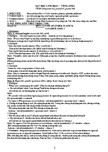 Dạy học linh hoạt Tiếng Anh 8 - Tuần 34, Unit 12: Life on other planets