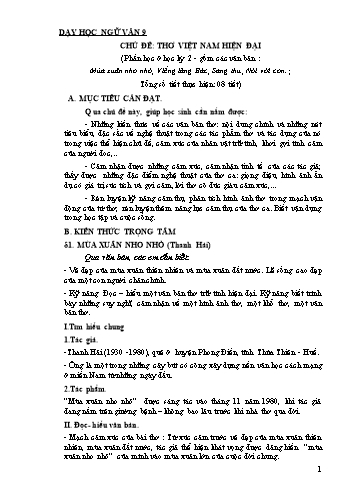 Dạy học Ngữ văn 9 - Chủ đề: Thơ Việt Nam hiện đại