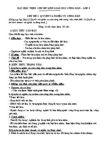 Dạy học theo chủ đề môn Giáo dục công dân Lớp 9 - Chủ đề 1: Quyền và nghĩa vụ công dân