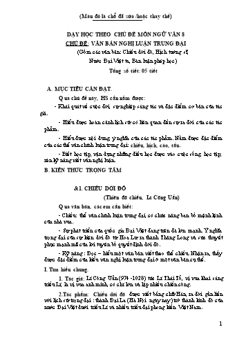 Dạy học theo chủ đề môn Ngữ văn 8 - Chủ đề: Văn bản nghị luận trung đại