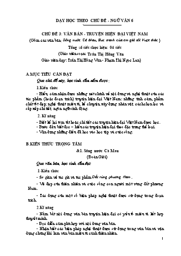 Dạy học theo chủ đề Ngữ văn 6 - Chủ đề 3: Văn bản–Truyện hiện đại Việt Nam