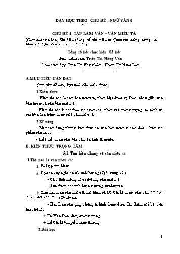 Dạy học theo chủ đề Ngữ văn 6 - Chủ đề 4: Tập làm văn–văn miêu tả