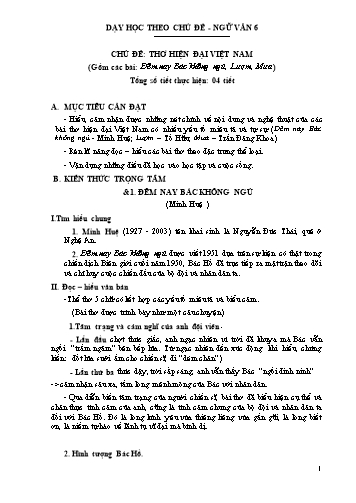 Dạy học theo chủ đề Ngữ văn 6 - Chủ đề: Thơ hiện đại Việt Nam