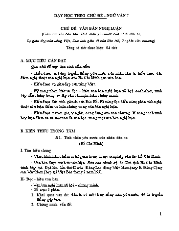 Dạy học theo chủ đề Ngữ văn 7 - Chủ đề Văn bản nghị luận