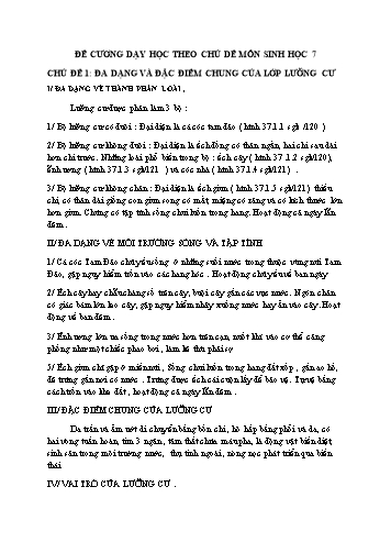 Đề cương dạy học theo chủ dề môn Sinh học 7