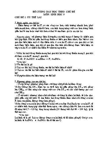 Đề cương dạy học theo chủ đề môn Sinh học 9