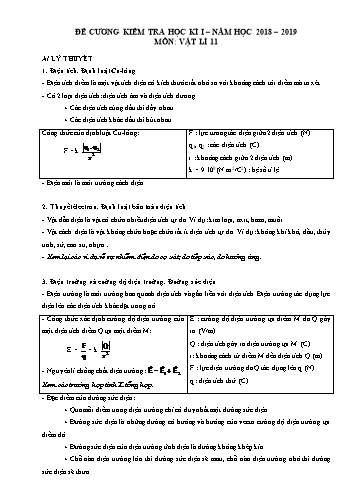 Đề cương kiểm tra học kì I môn Vật lí Lớp 11 - Năm học 2018-2019 - Trường THCS&THPT Võ Nguyên Giáp