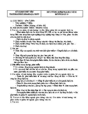 Đề cương kiểm tra học kì II môn Địa lí 10 - Trường THPT Phan Bội Châu (Có đáp án)