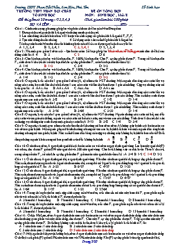 Đề cương kiểm tra trắc nghiệm học kì I môn Sinh học Lớp 12 - Năm học 2019-2020 - Trường THPT Phan Bội Châu (Có đáp án)