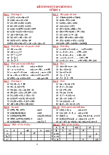Đề cương ôn tập chương II Số học 6