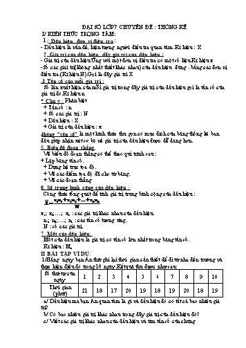 Đề cương ôn tập Đại số Lớp 7 - Chuyên đề: Thống kê