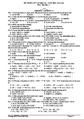 Đề cương ôn tập học kì 1 môn Hóa học 11 - Năm học 2020-2021 - Trường THPT Phan Bội Châu