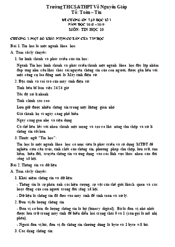 Đề cương ôn tập học kì I môn Giáo dục công dân Lớp 10 - Năm học 2018-2019 - Trường THCS&THPT Võ Nguyên Giáp
