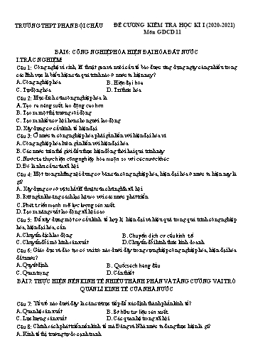Đề cương ôn tập học kì I môn Giáo dục công dân Lớp 11 - Năm học 2020-2021 - Trường THPT Phan Bội Châu