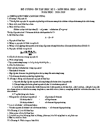 Đề cương ôn tập học kì I môn Hóa học Lớp 10 - Năm học 2018-2019 - Trường THCS&THPT Võ Nguyên Giáp