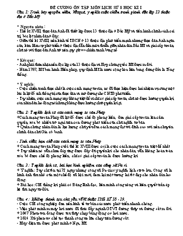 Đề cương ôn tập học kì I môn Lịch sử 8 - Trường THCS&THPT Võ Nguyên Giáp