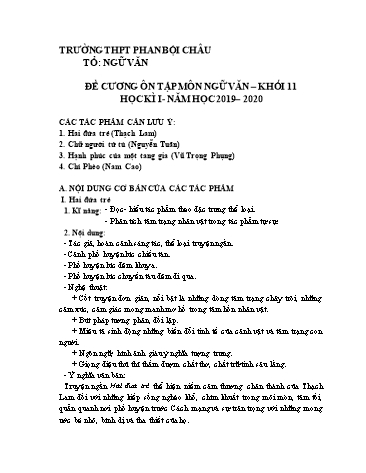 Đề cương ôn tập học kì I môn Ngữ văn Khối 11 - Năm học 2019-2020 - Trường THPT Phan Bội Châu