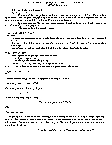 Đề cương ôn tập học kì I môn Ngữ văn Khối 9 - Năm học 2018-2019