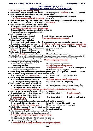 Đề cương ôn tập học kì I môn Sinh học Lớp 10 - Trường THPT Phan Bội Châu