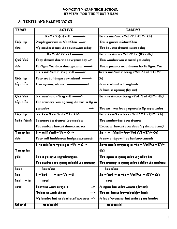 Đề cương ôn tập học kì I môn Tiếng Anh Lớp 10 - Năm học 2018-2019 - Trường THCS & THPT Võ Nguyên Giáp (Có đáp án)