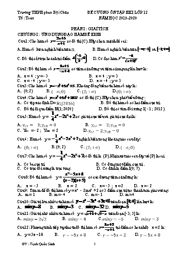 Đề cương ôn tập học kì I môn Toán Lớp 12 - Năm học 2019-2020 - Trường THPT Phan Bội Châu