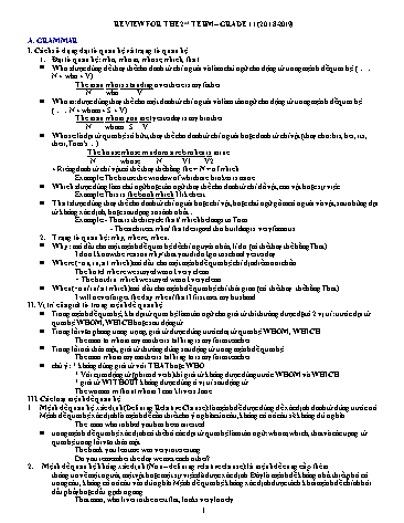 Đề cương ôn tập học kì II môn Anh văn 11 - Năm học 2018-2019 - Trường THCS&THPT Võ Nguyên Giáp