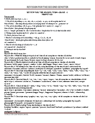 Đề cương ôn tập học kì II môn Anh văn 12 - Năm học 2018-2019 - Trường THCS&THPT Võ Nguyên Giáp