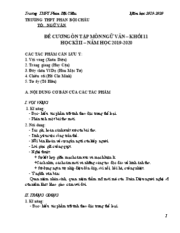 Đề cương ôn tập học kì II môn Ngữ văn Lớp 11 - Năm học 2019-2020 - Trường THPT Phan Bội Châu