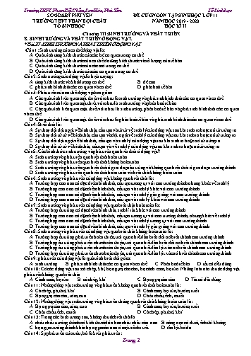 Đề cương ôn tập học kì II môn Sinh học Lớp 11 - Năm học 2019-2020 - Trường THPT Phan Bội Châu