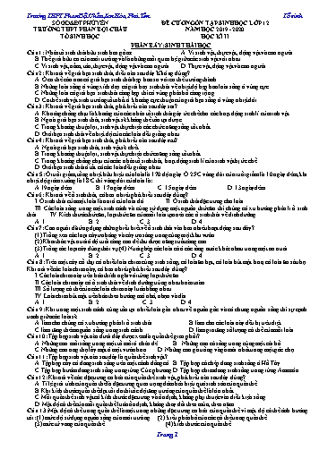 Đề cương ôn tập học kì II môn Sinh học Lớp 12 - Năm học 2019-2020 - Trường THPT Phan Bội Châu