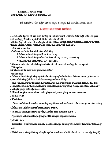 Đề cương ôn tập học kì II môn Sinh học Lớp 6 - Năm học 2018-2019 - Trường THCS&THPT Võ Nguyên Giáp