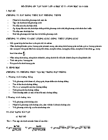 Đề cương ôn tập học kì II môn Toán Lớp 10 - Năm học 2019-2020 - Trường THPT Phan Bội Châu