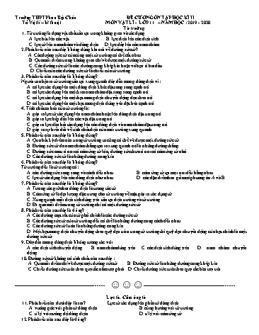 Đề cương ôn tập học kì II môn Vật lí Lớp 11 - Năm học 2019-2020 - Trường THPT Phan Bội Châu