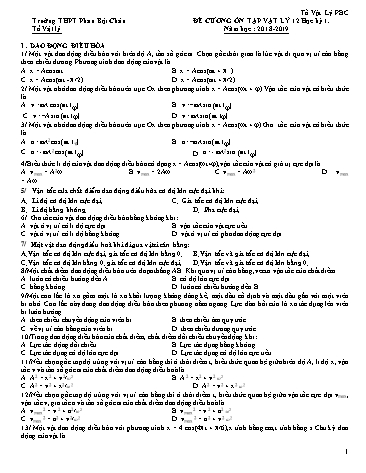 Đề cương ôn tập học kỳ 1 môn Vật lí Lớp 12 - Năm học 2018-2019 - Trường THPT Phan Bội Châu