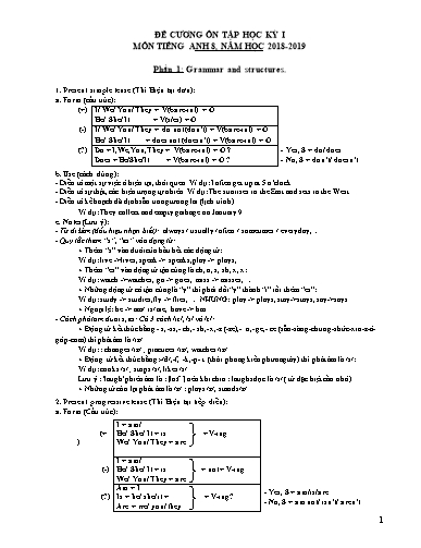 Đề cương ôn tập học kỳ I môn Tiếng Anh 8 - Năm học 2018-2019 - Trường THCS&THPT Võ Nguyên Giáp