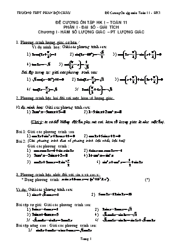 Đề cương ôn tập học kỳ I môn Toán Lớp 11 - Năm học 2019-2020 - Trường THPT Phan Bội Châu