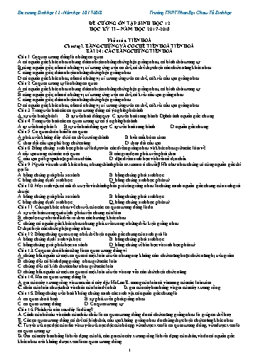 Đề cương ôn tập học kỳ II môn Sinh học Lớp 12 - Năm học 2017-2018 - Trường THPT Phan Bội Châu