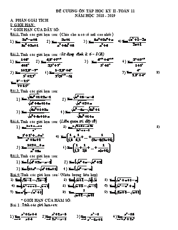 Đề cương ôn tập học kỳ II môn Toán 11 - Năm học 2018-2019 - Trường THCS-THPT Võ Nguyên Giáp