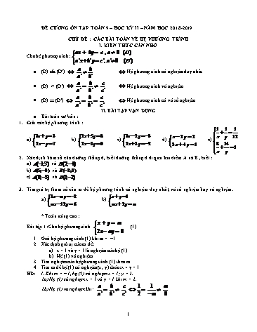 Đề cương ôn tập học kỳ II môn Toán 9 - Năm học 2018-2019 - Trường THCS-THPT Võ Nguyên Giáp
