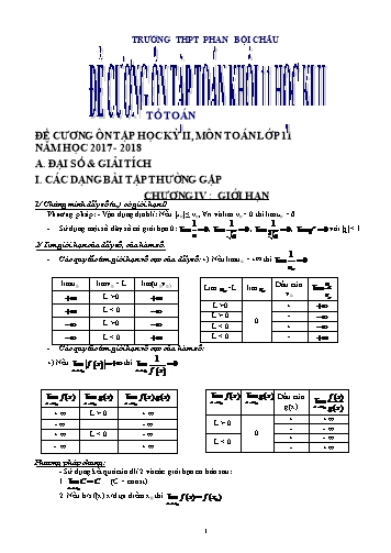 Đề cương ôn tập học kỳ II môn Toán Lớp 11 - Năm học 2017-2018 - Trường THPT Phan Bội Châu