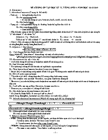 Đề cương ôn tập học kỳ II Tiếng Anh 9 - Năm học 2018-2019 - Trường THCS&THPT Võ Nguyên Giáp