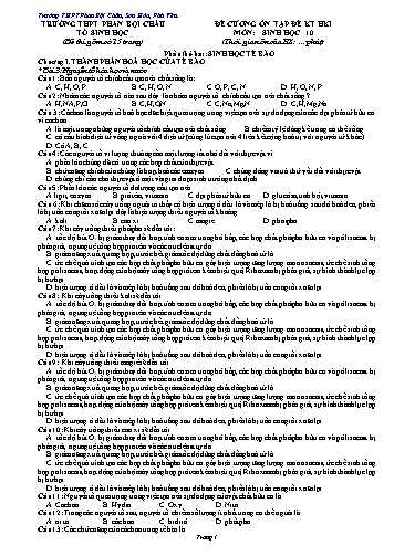 Đề cương ôn tập kiểm tra học kì I môn Sinh học Lớp 10 - Năm học 2020-2021 - Trường THPT Phan Bội Châu