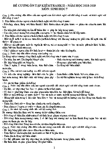 Đề cương ôn tập kiểm tra học kì II môn Sinh học Lớp 7 - Năm học 2018-2019 - Trường THCS&THPT Võ Nguyên Giáp