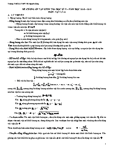 Đề cương ôn tập kiểm tra học kì II môn Vật lí 10 - Năm học 2018-2019 - Trường THCS & THPT Võ Nguyên Giáp (Có đáp án)